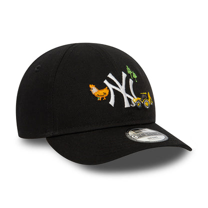 Gorra de béisbol 9FORTY MLB Icon New York Yankees para bebé de New Era - Negro-Blanco
