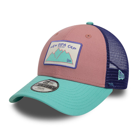 Gorra de camionero niños 9FORTY - NE Contrast de New Era - Rosa-Verde Azulado-Azul Marino