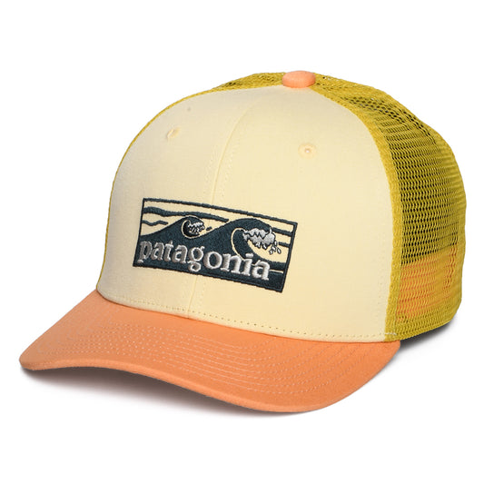 Gorra de camionero niños Boardshort Logo Tones de algodón orgánico de Patagonia - Suero De Leche-Melocotón-Verde Musgo