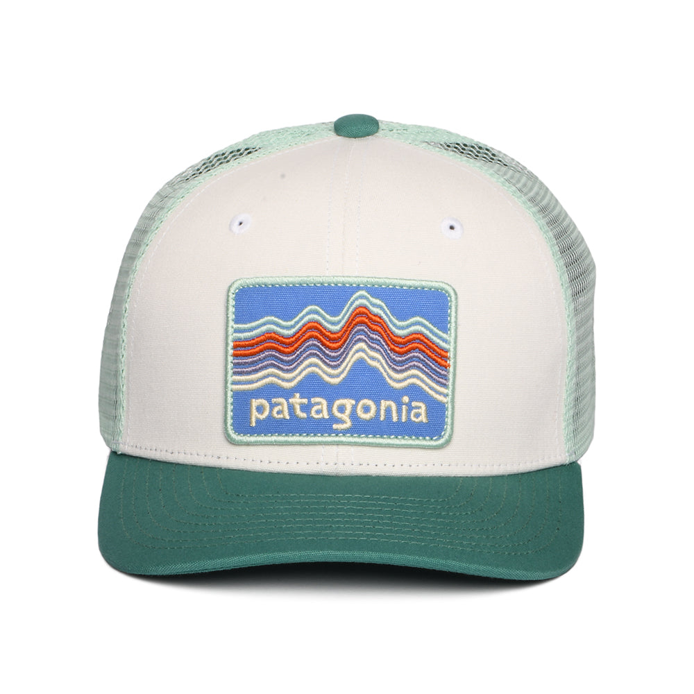 Gorra Trucker niños Ridge Rise Stripe de algodón orgánico de Patagonia - Blanco-Verdemar