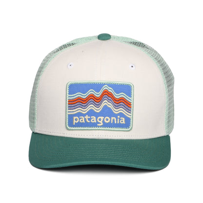 Gorra Trucker niños Ridge Rise Stripe de algodón orgánico de Patagonia - Blanco-Verdemar