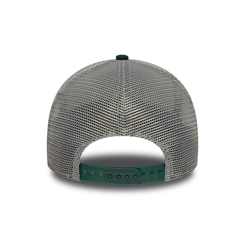 Gorra de camionero niños A-Frame oso de peluche bouclé de New Era - Crema-Verde Oscuro