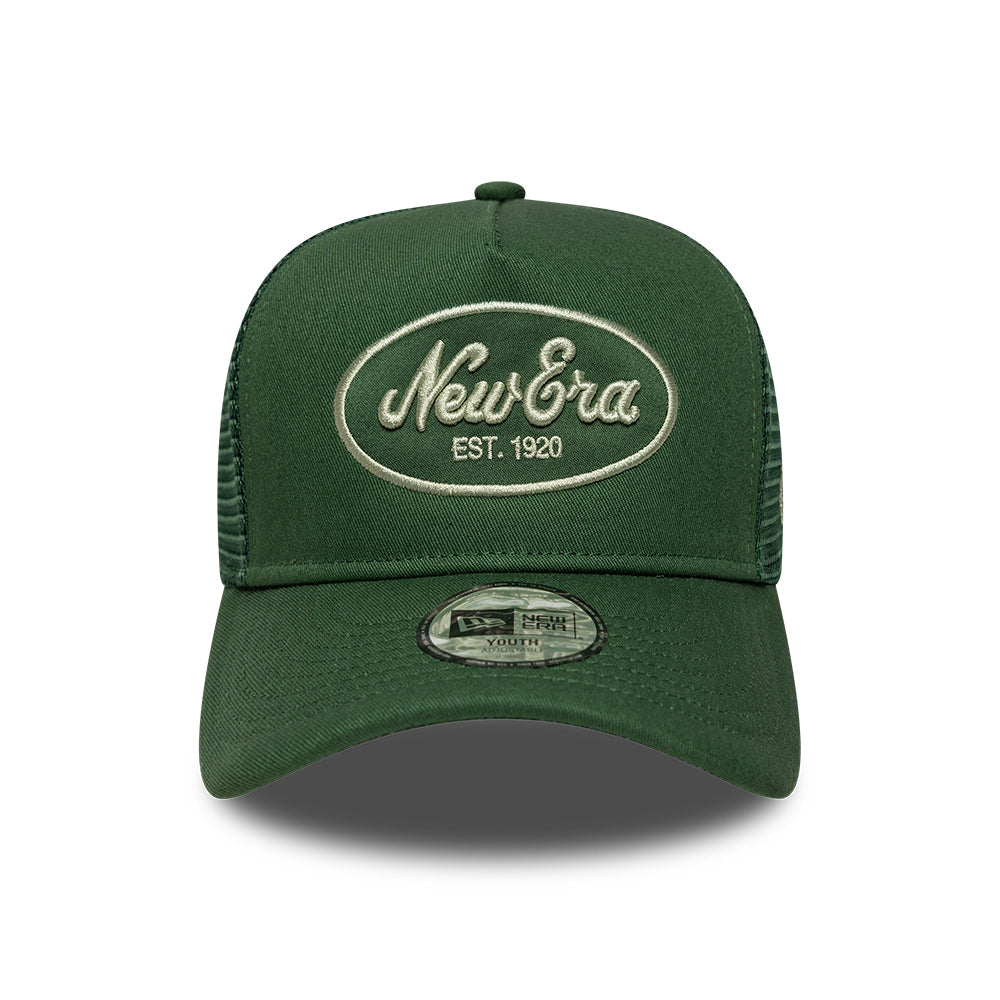Gorra de camionero 9FORTY A-Frame Oval Patch de New Era - Verde Oscuro-Verde Claro