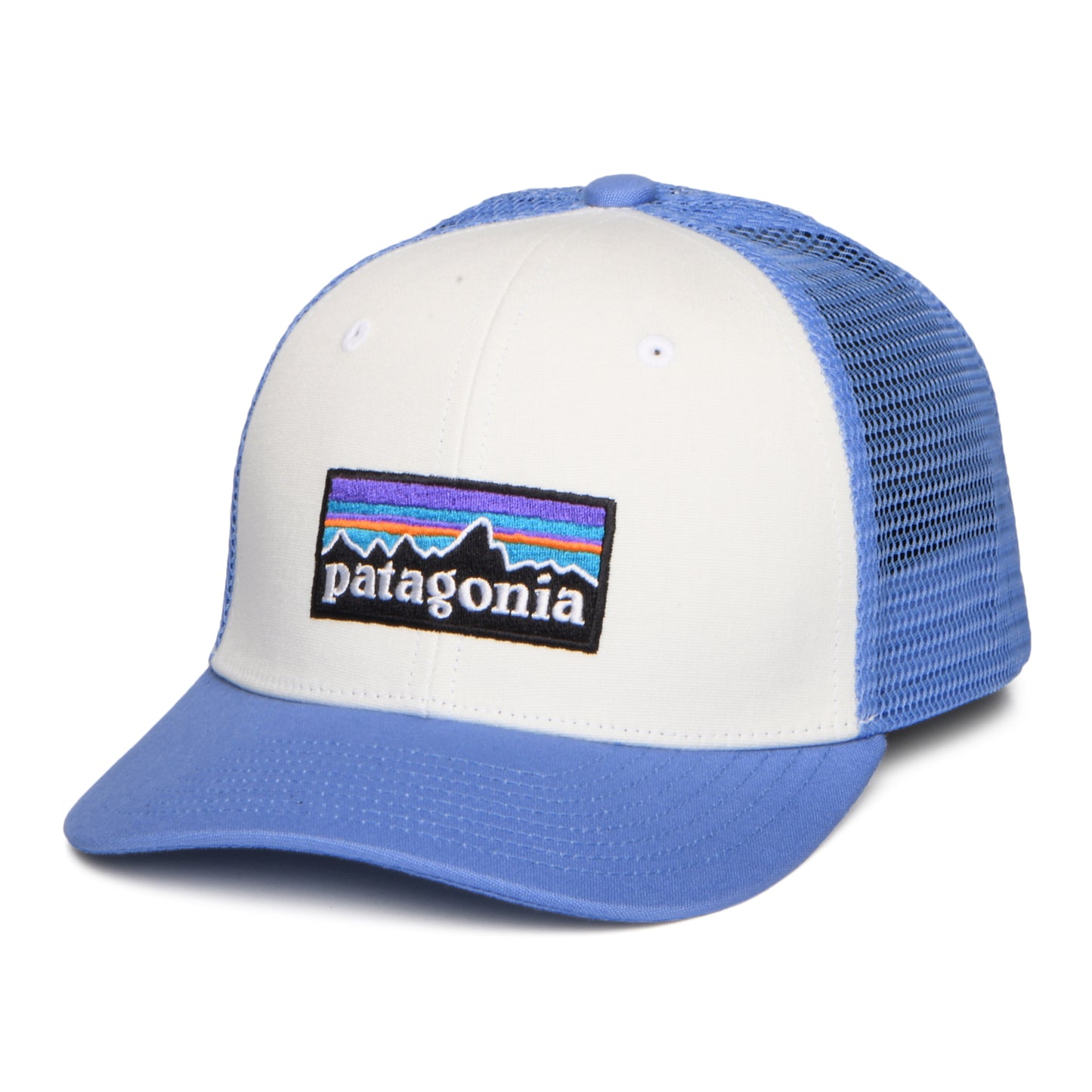 Gorra de camionero P-6 Logo de algodón orgánico de Patagonia - Blanco-Océano