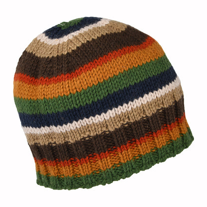 Gorro Beanie Brooklyn con franjas de Kusan - Verde-Naranja-Azul Marino
