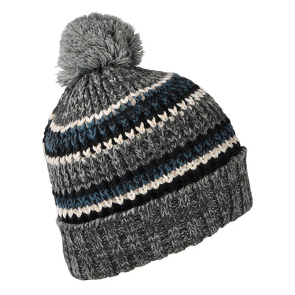 Gorro con pompón Goser reciclado con franjas de Barts - Gris Jaspeado