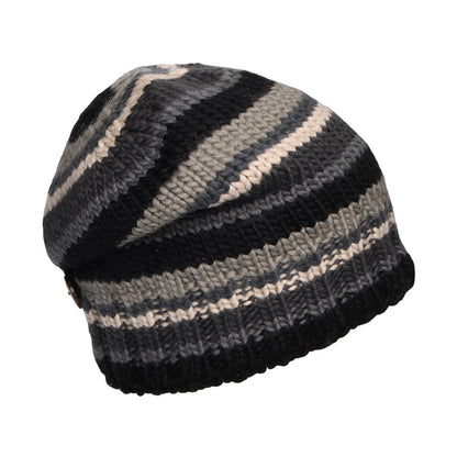 Gorro Beanie con botón y rayas de Kusan - Negro-Gris