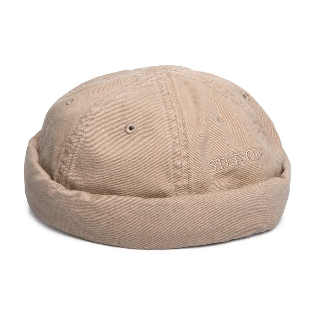 Gorro Beanie Docker de algodón de Stetson - Beige