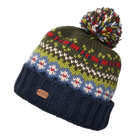 Gorro con pompón Mosaic Patrón temático de Kusan - Azul-Verde