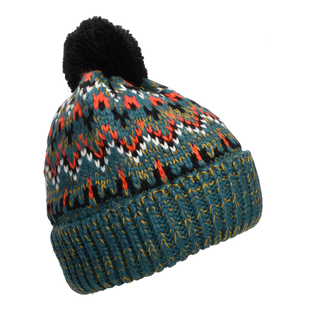 Gorro con pompón Arctic Fair Isle de Failsworth - Verde Azulado-Multi