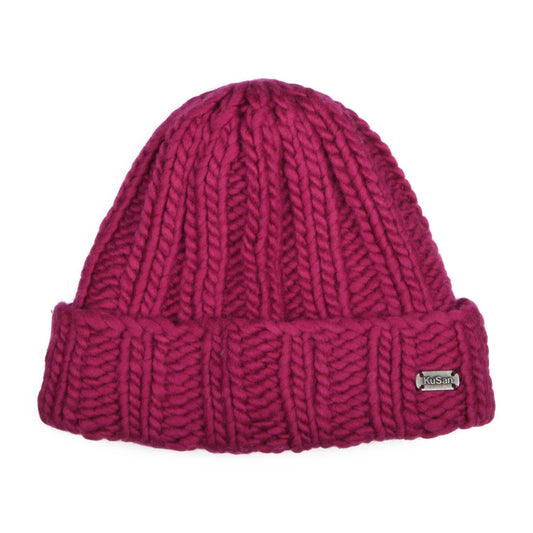Gorro Beanie con vuelta Thick Rib de Kusan - Magenta