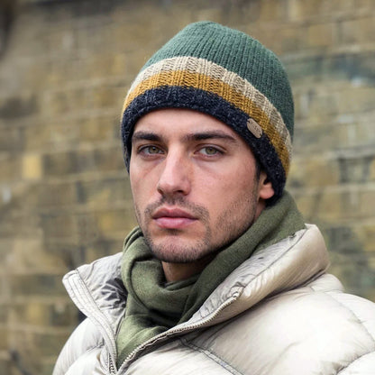 Gorro Beanie Hi Rib de Kusan - Verde-Camel