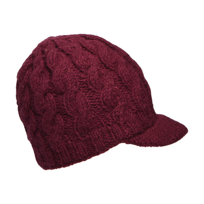 Gorro Beanie con visera de punto trenzado de Kusan - Mora