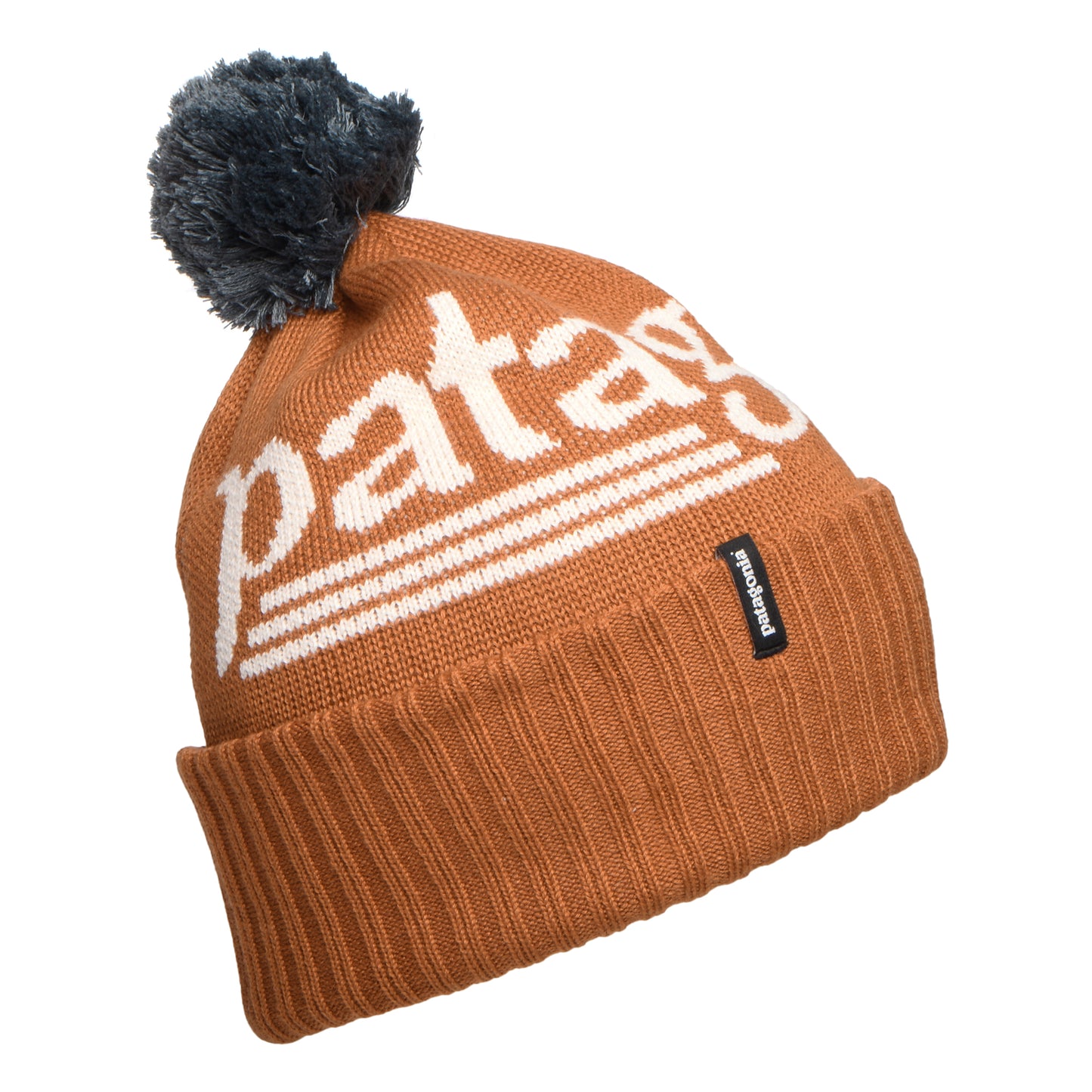 Gorro con pompón Hut Tripper Logo Powder Town de Patagonia - Beige Arena-Azul Pizarra