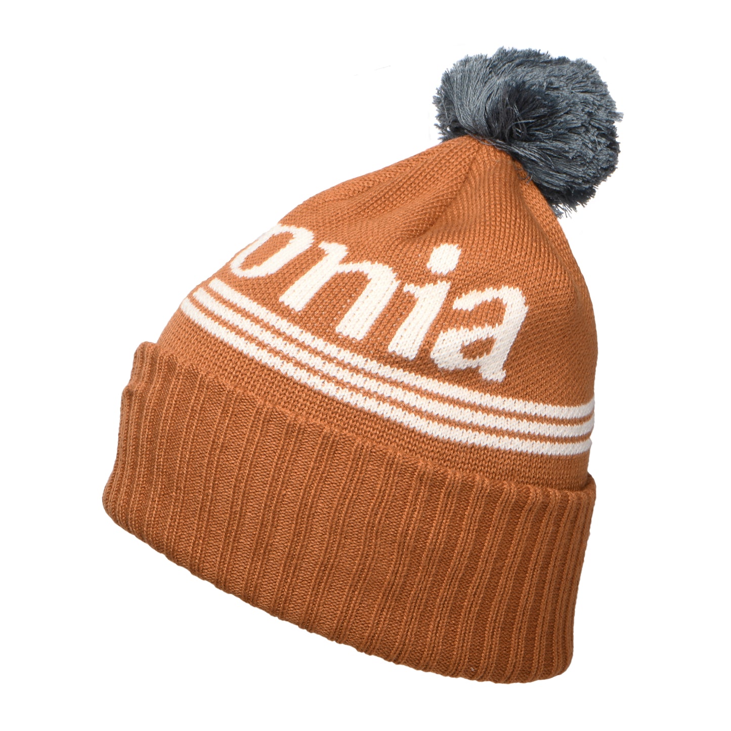 Gorro con pompón Hut Tripper Logo Powder Town de Patagonia - Beige Arena-Azul Pizarra