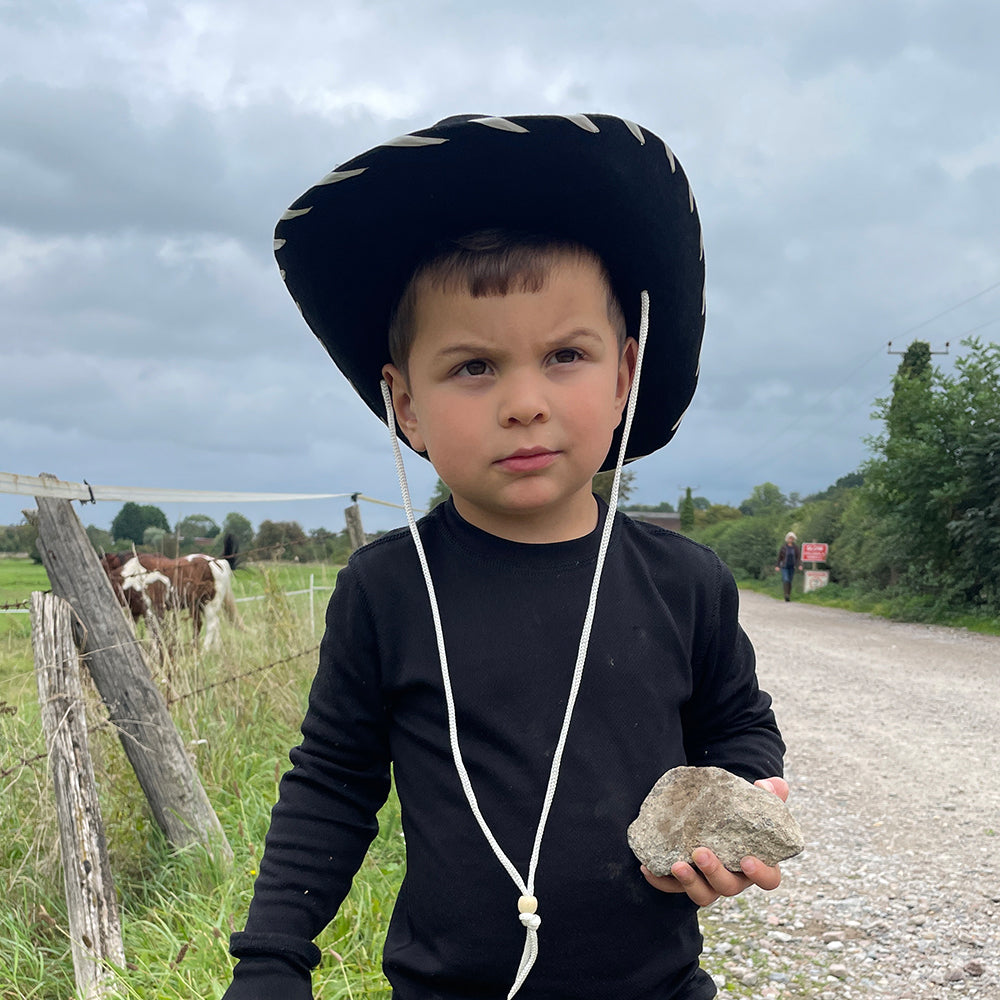 Sombrero Cowboy infantil de Jaxon & James Negro-Blanco al por mayor