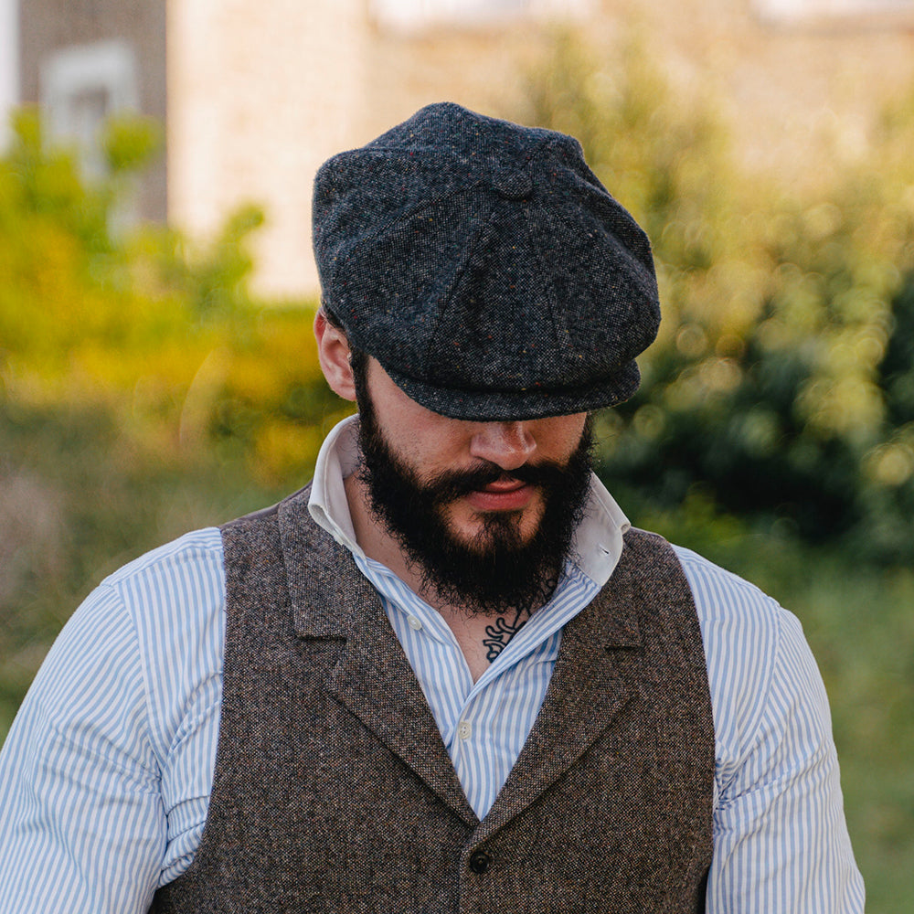 Gorra Newsboy Blackheath mezcla de tonos con manchas de Jaxon & James Negro Multi al por mayor
