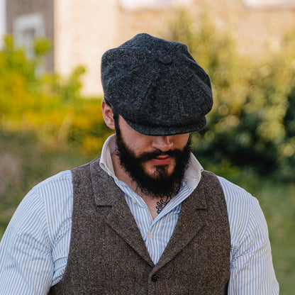 Gorra Newsboy Blackheath mezcla de tonos con manchas de Jaxon & James Negro Multi al por mayor