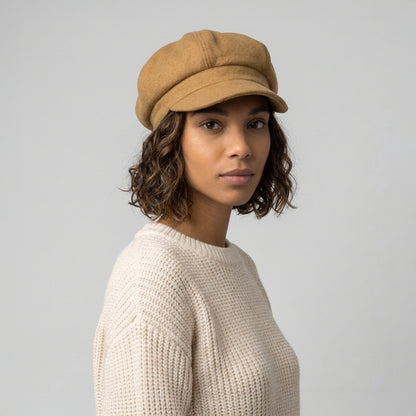 Gorra Baker Boy de mezcla de lana de sur la tête Camel al por mayor