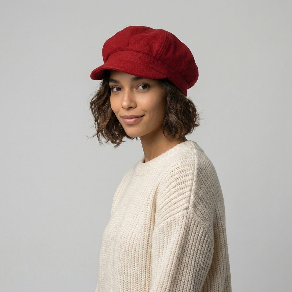 Gorra Baker Boy de mezcla de lana de sur la tête Rojo al por mayor