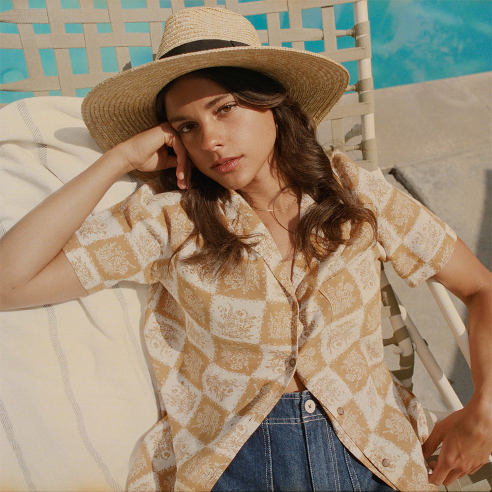 Sombrero de sol Joanna de paja de Brixton - Natural
