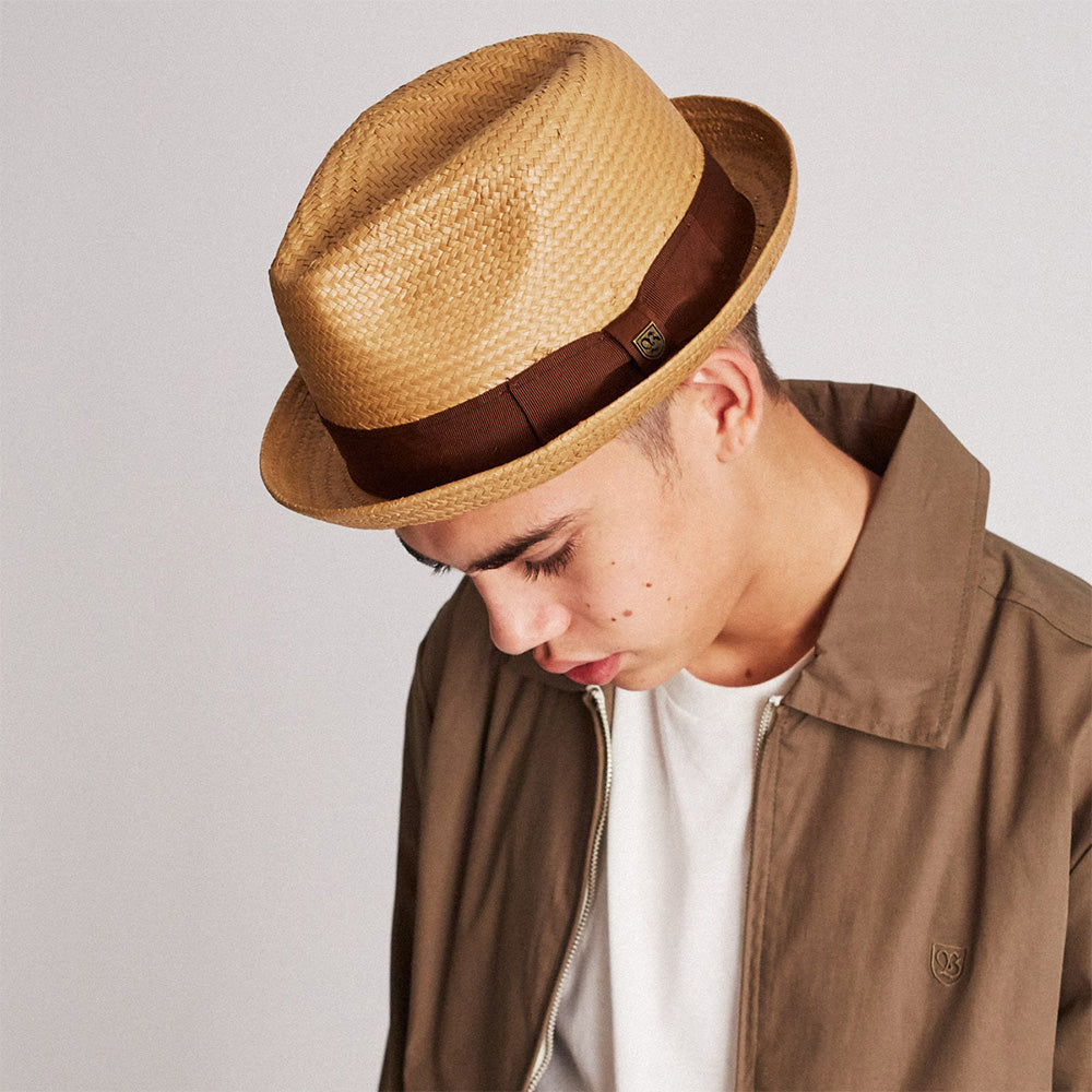 Sombrero de paja Trilby Castor de Brixton - Café con leche