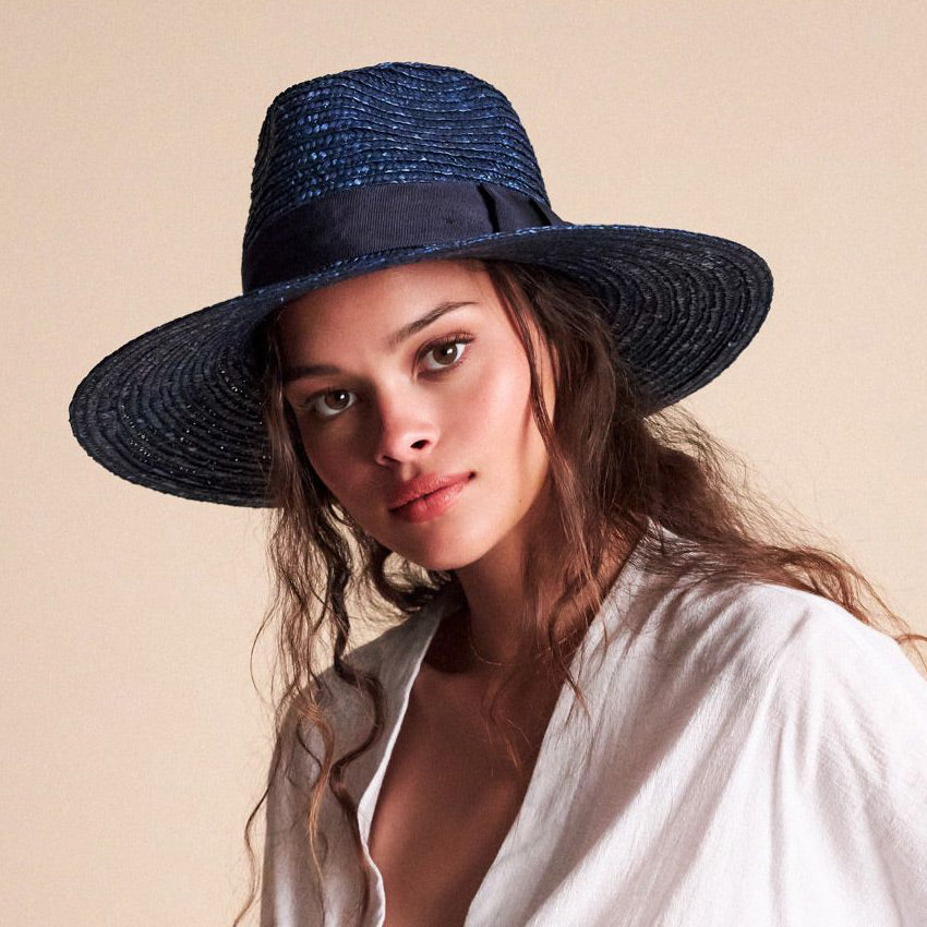 Sombrero de sol Joanna de paja de Brixton - Azul Oscuro