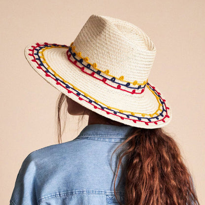 Sombrero Joanna de paja bordada de Brixton - Mezcla de naturales