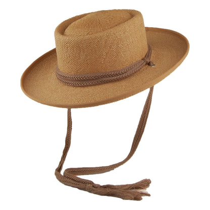Sombrero Jesolo Gaucho de toyo con cordón ajustable trenzado de algodón de Scala - Té