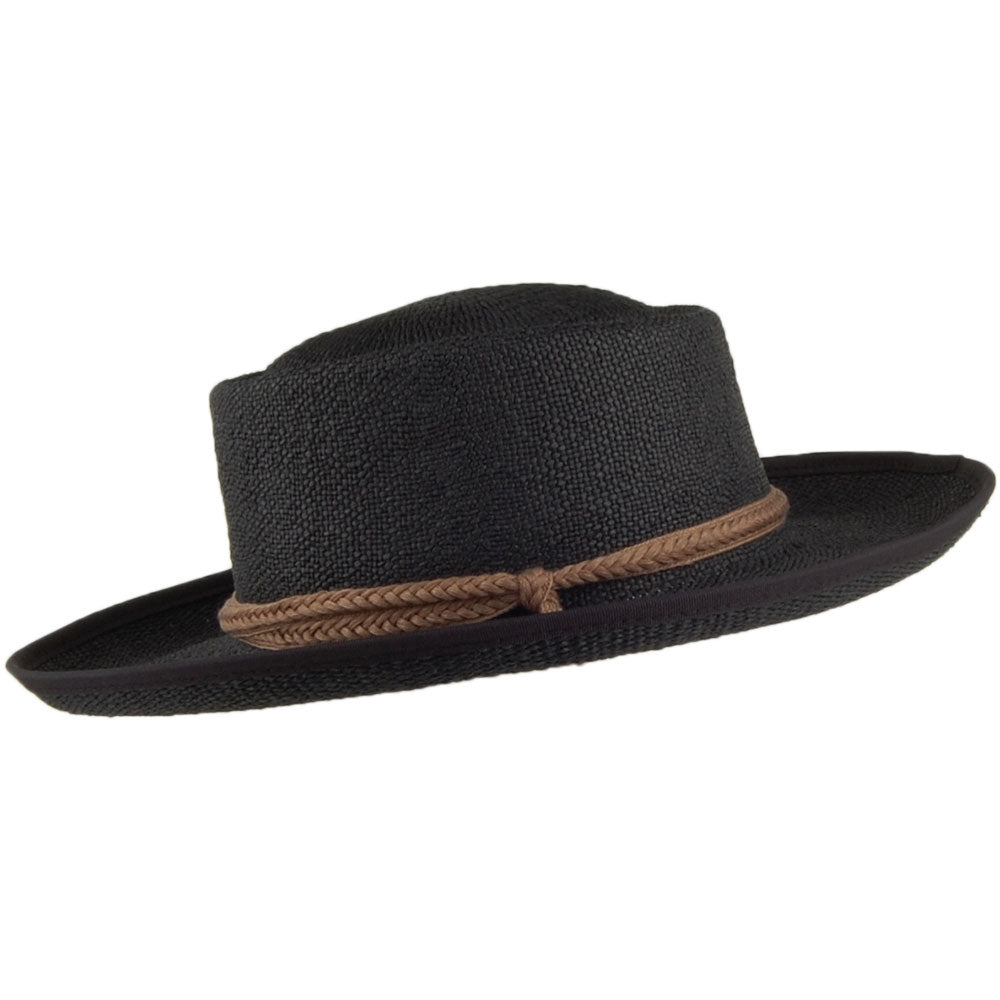 Sombrero Jesolo Gaucho de toyo con cordón ajustable trenzado de algodón de Scala - Negro