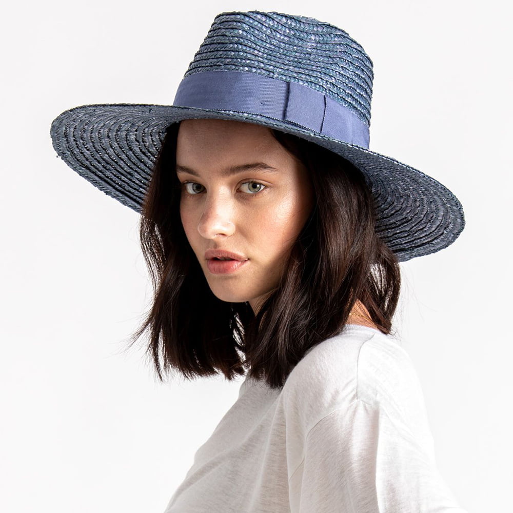 Sombrero de sol Joanna de paja de Brixton - Azul Ártico