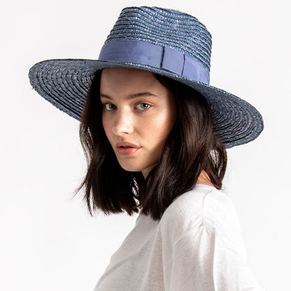 Sombrero de sol Joanna de paja de Brixton - Azul Ártico