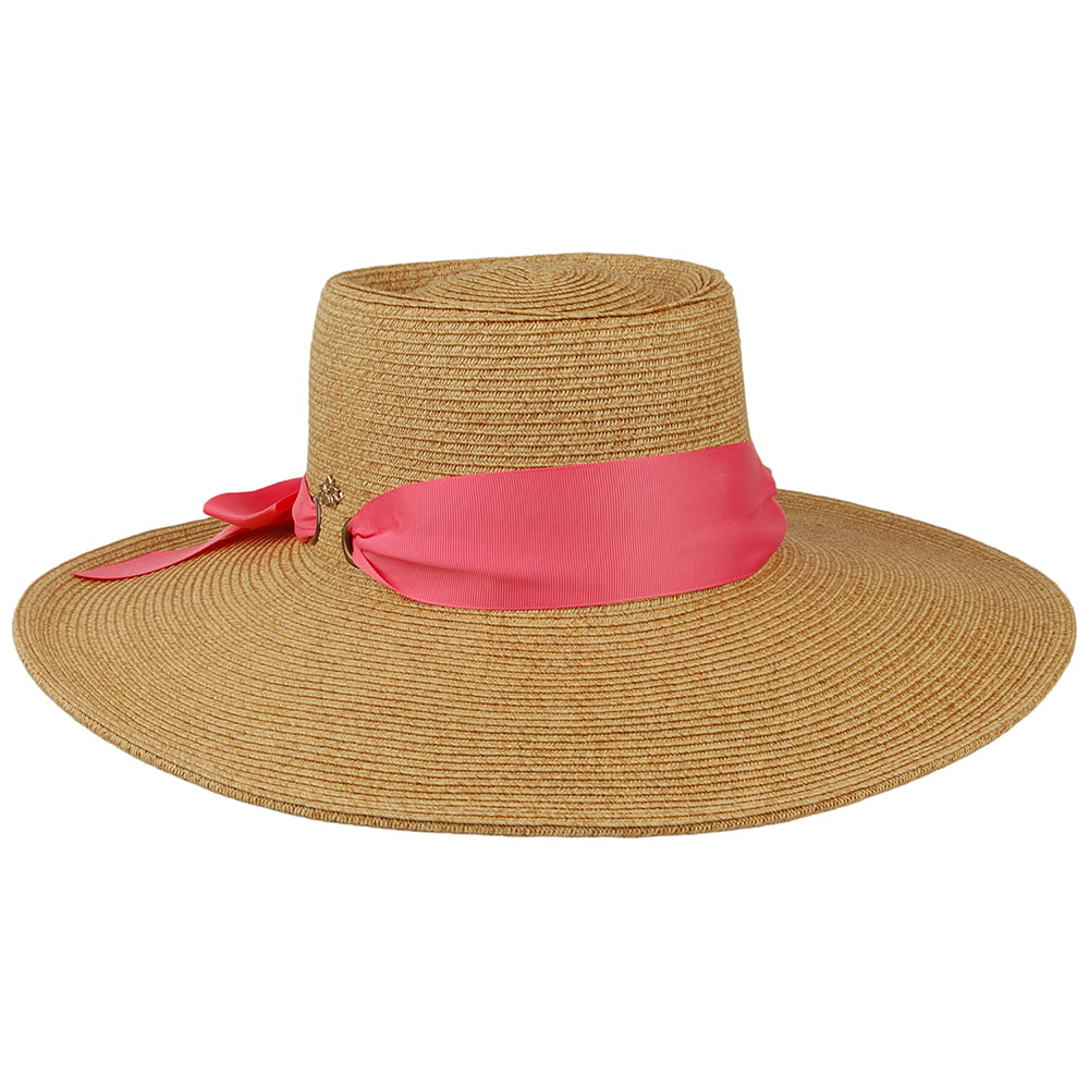 Sombrero Dorothy de trenza de papel de Cappelli - Natural-Coral