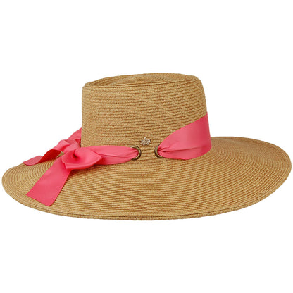 Sombrero Dorothy de trenza de papel de Cappelli - Natural-Coral