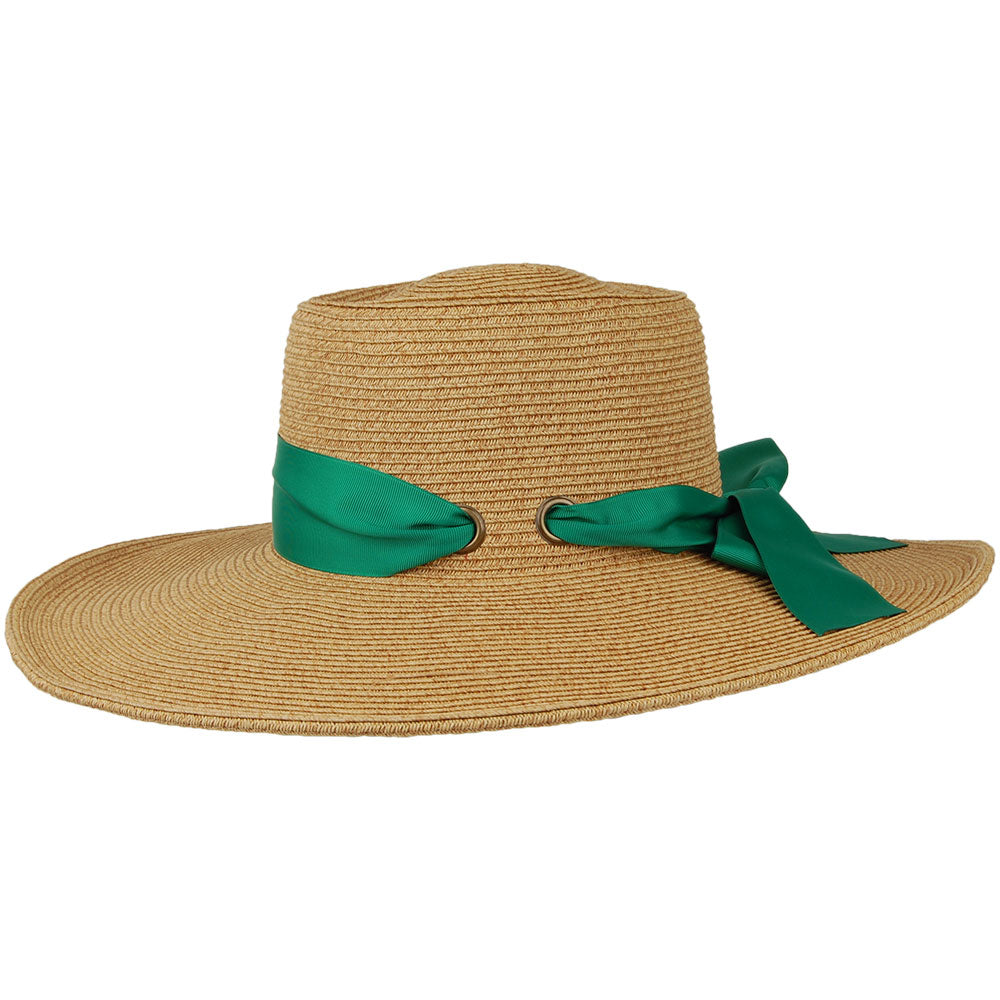 Sombrero Dorothy de trenza de papel de Cappelli - Natural-Verde