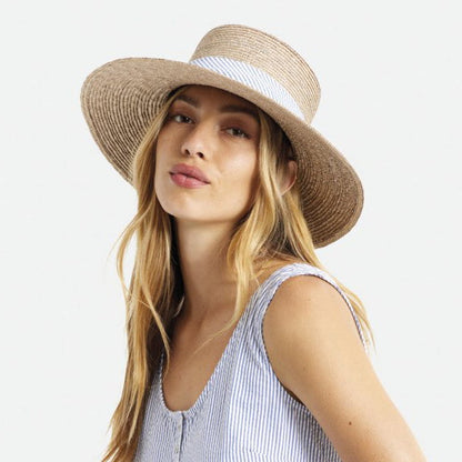 Sombrero Aries de paja de Brixton - Blanco Marfil-Azul