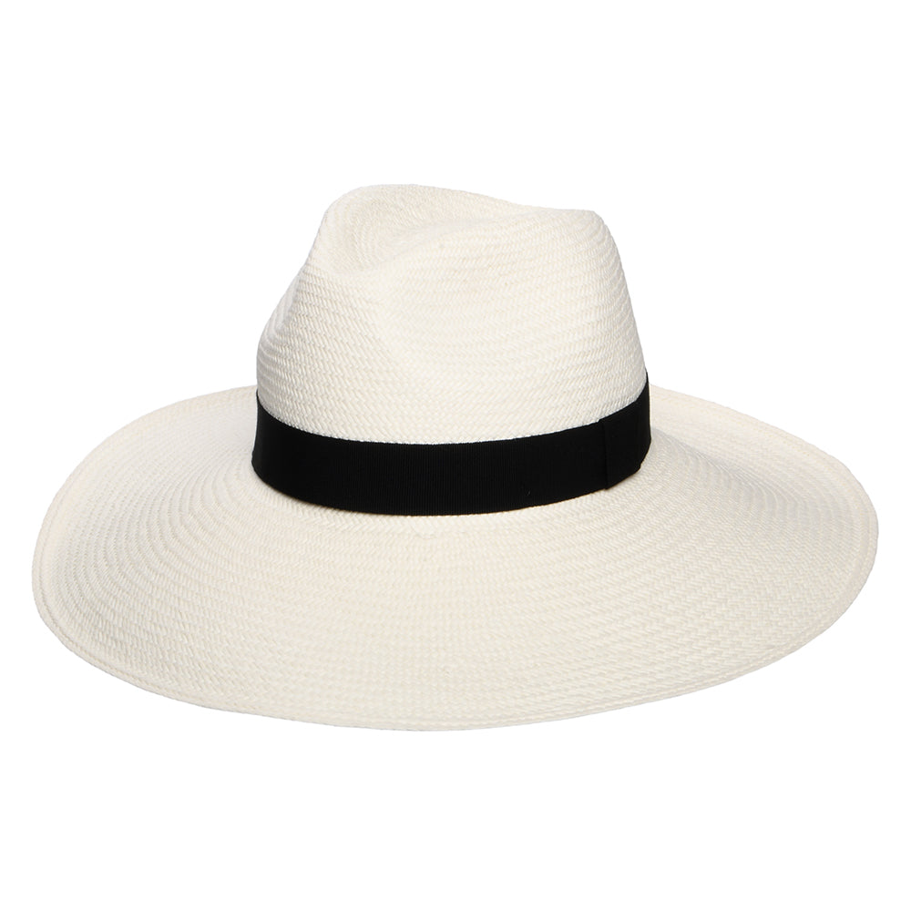 Sombrero Panamá Jessica de ala ancha con cinta decorativa negra de Christys - Decolorado