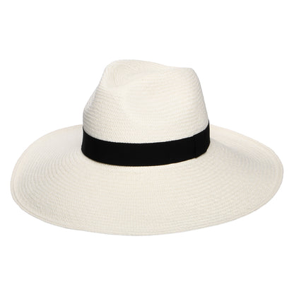 Sombrero Panamá Jessica de ala ancha con cinta decorativa negra de Christys - Decolorado