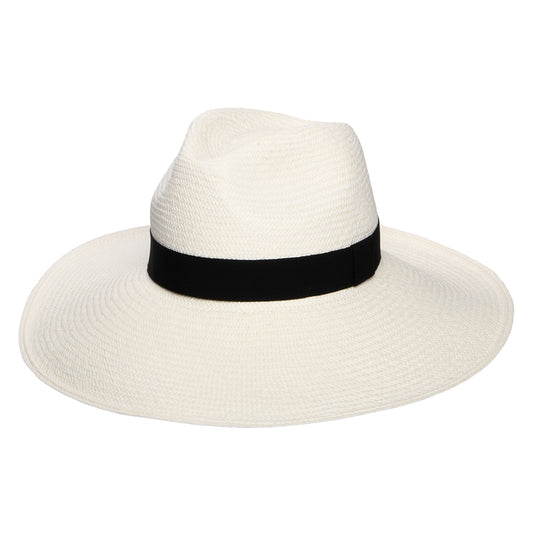 Sombrero Panamá Jessica de ala ancha con cinta decorativa negra de Christys - Decolorado