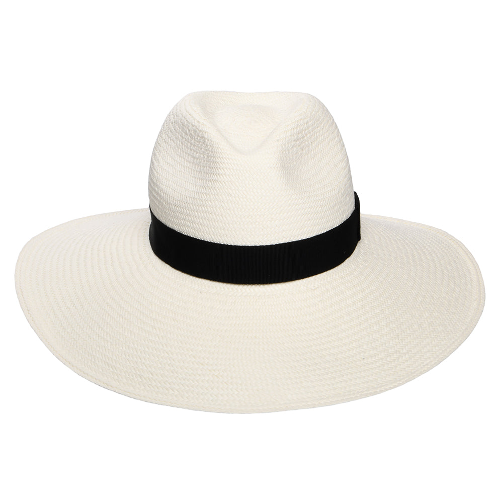Sombrero Panamá Jessica de ala ancha con cinta decorativa negra de Christys - Decolorado