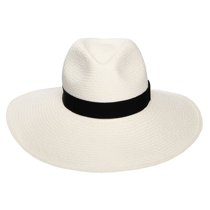 Sombrero Panamá Jessica de ala ancha con cinta decorativa negra de Christys - Decolorado