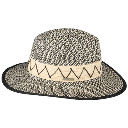 Sombrero Fedora de paja toyo ZigZag de Seeberger - Natural-Negro