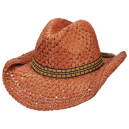 Sombrero Outback Outlier de paja toyo a crochet de Scala - Rojo Óxido