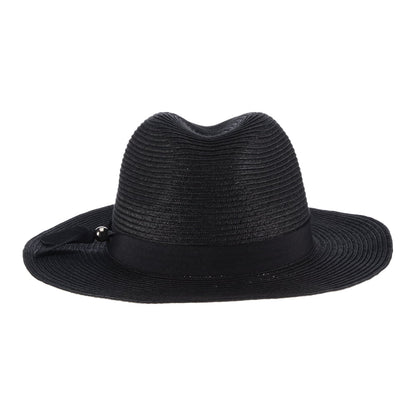 Sombrero Fedora Safari Beatty de Paja trenzada de Scala - Negro