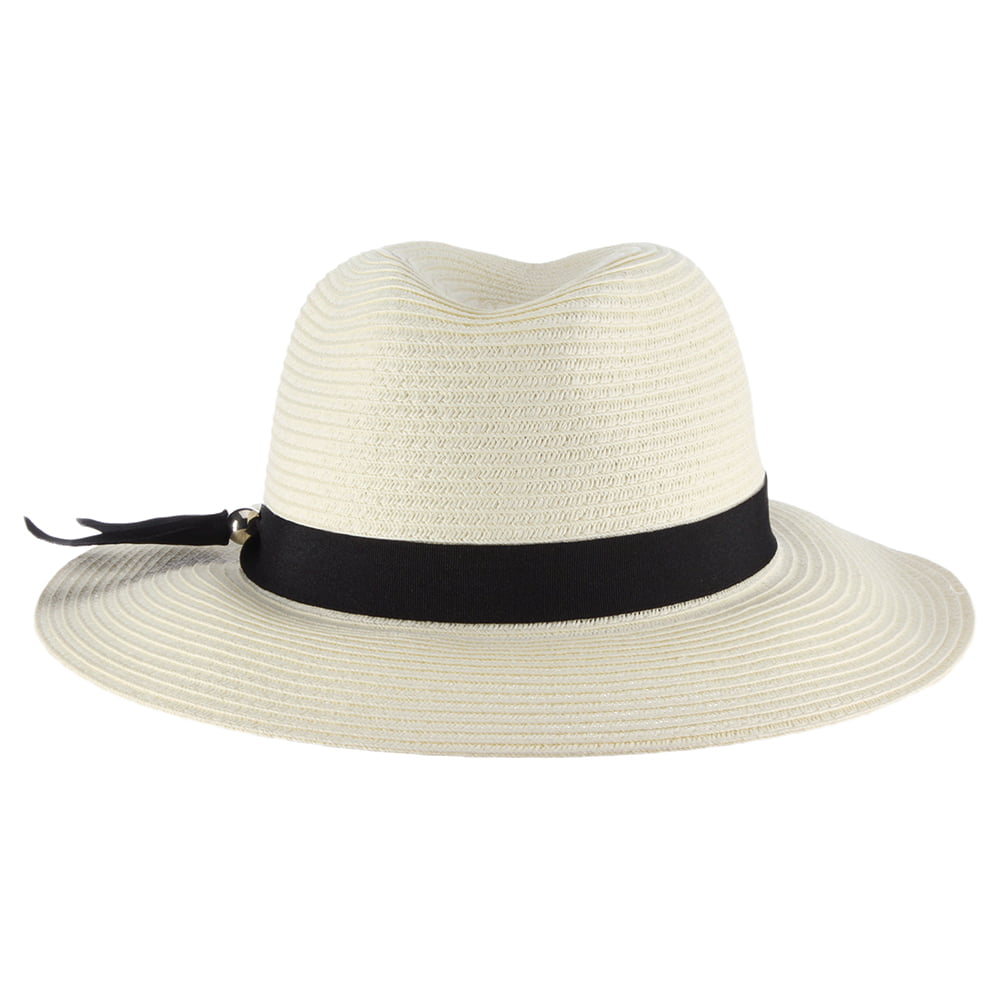 Sombrero Fedora Safari Beatty de Paja trenzada de Scala - Blanco Marfil
