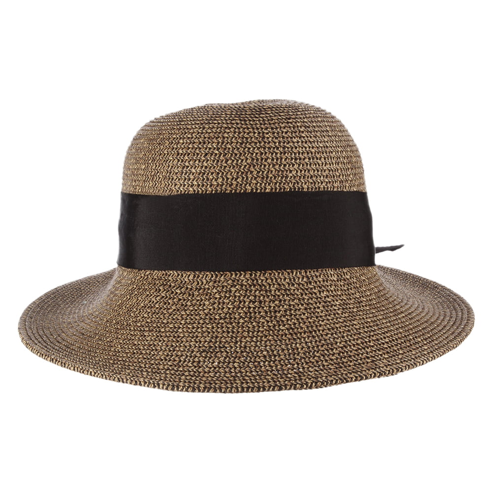 Sombrero de Sol de paja con lazo de grogrén de Scala - Natural-Negro