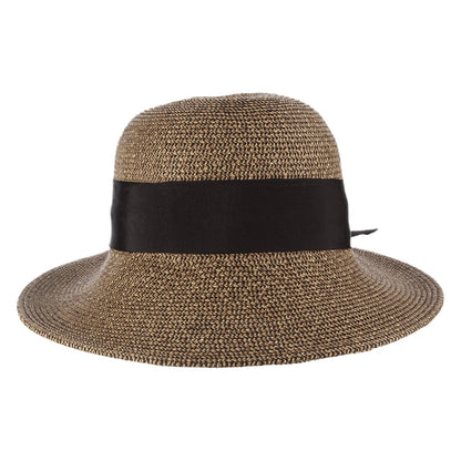 Sombrero de Sol de paja con lazo de grogrén de Scala - Natural-Negro