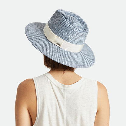 Sombrero de Sol Joanna Ala corta de paja de Brixton - Azul Ártico