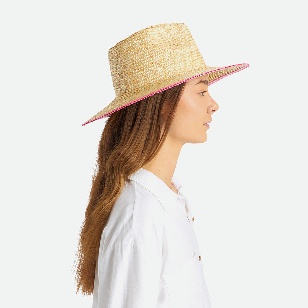 Sombrero de Sol Joanna Festival de paja de Brixton - Natural-Rosa