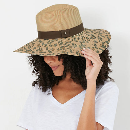 Sombrero Fedora mujeres Sia de ala ancha Leopardo de Joules - Natural-Marrón